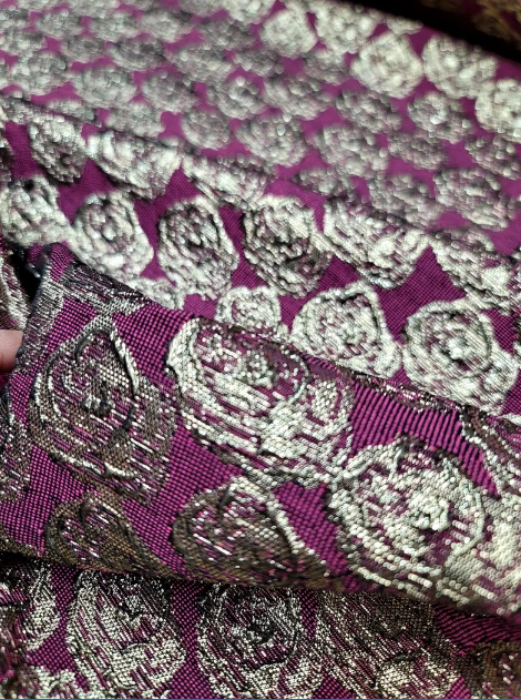 Gold Metallic Brocade Jacquard Fabric