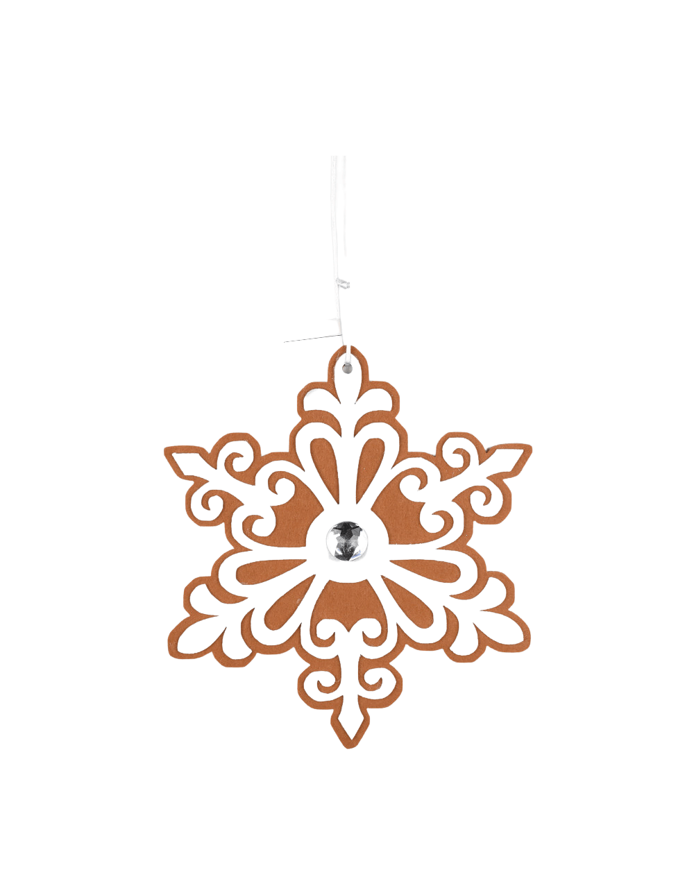 9” Gingerbread White Snowflake Ornament
