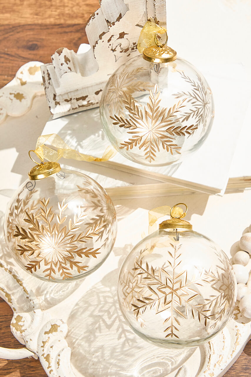 5" Snowflake Glass Ornament-