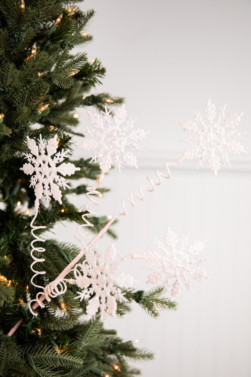 Pink Curly Snowflake Stem 25 Inch Christmas Tree Decoration