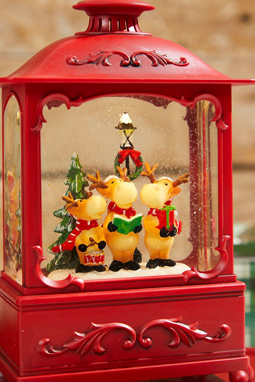 9.5"LED Battery/USB Reindeer Band Water Globe with timer