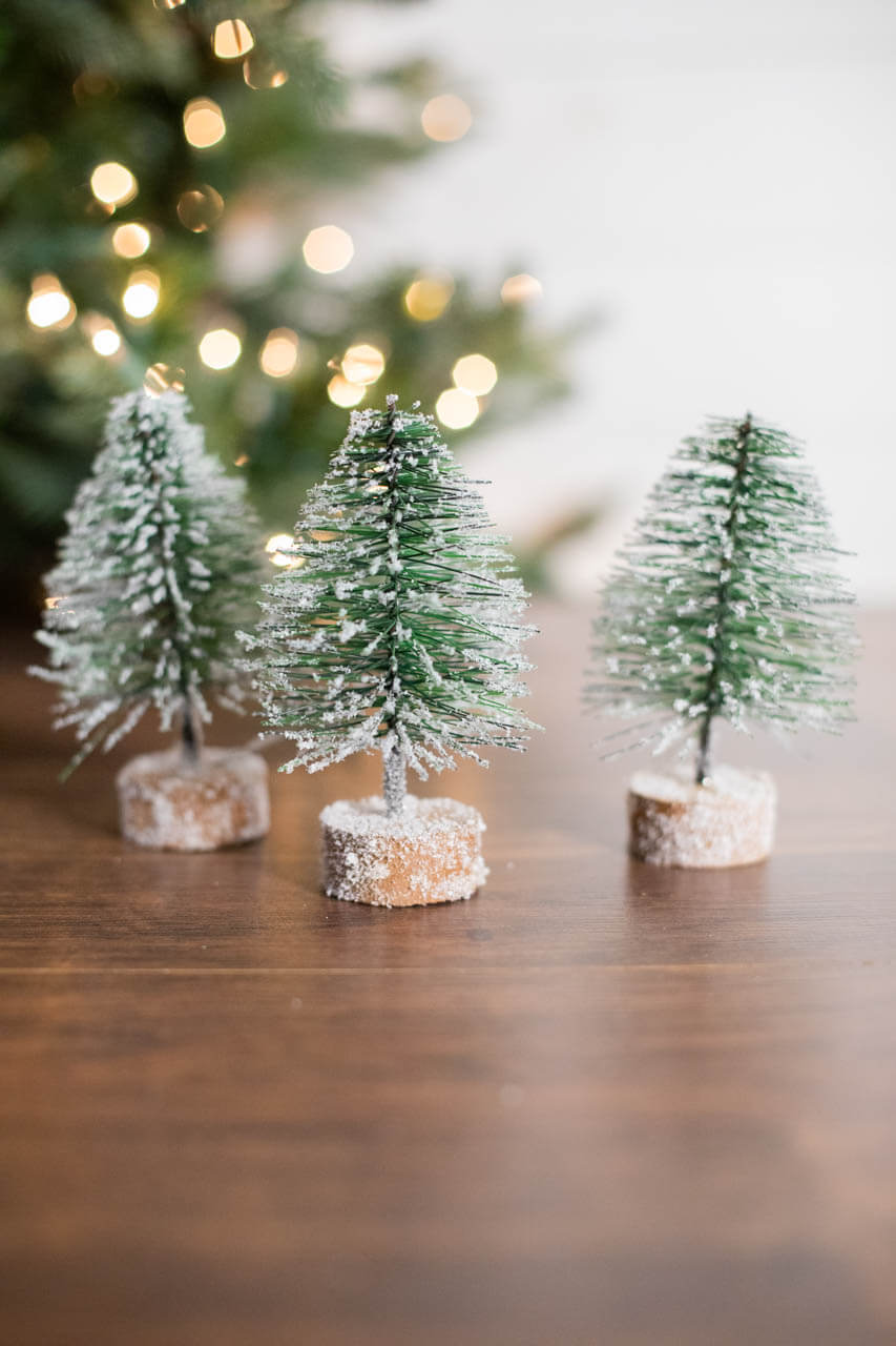 5" Mini Green Bottlebrush Trees - Set of 3