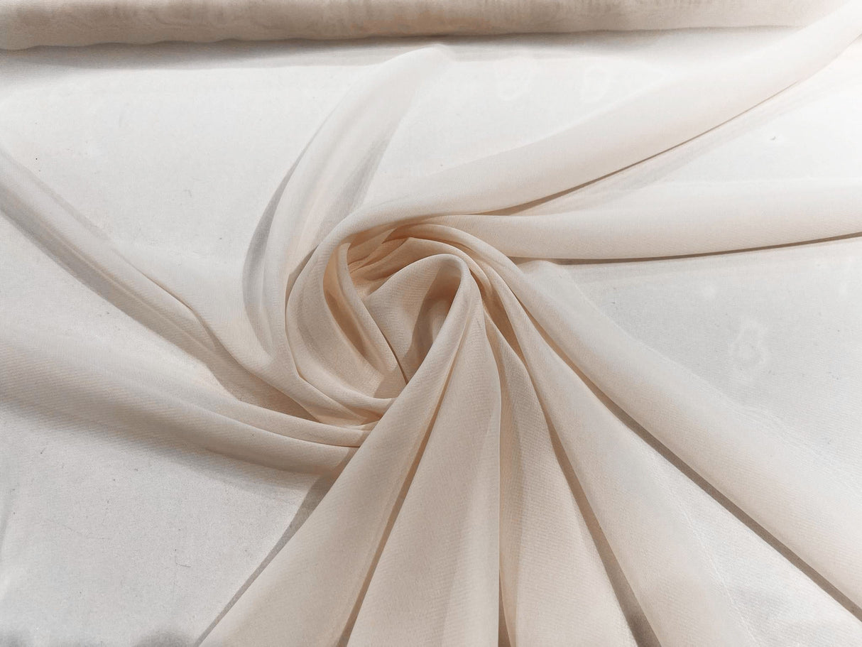 Solid Chiffon Polyester Fabric - Solid Sheer Lightweight, 58/60" Width (1 Yard)