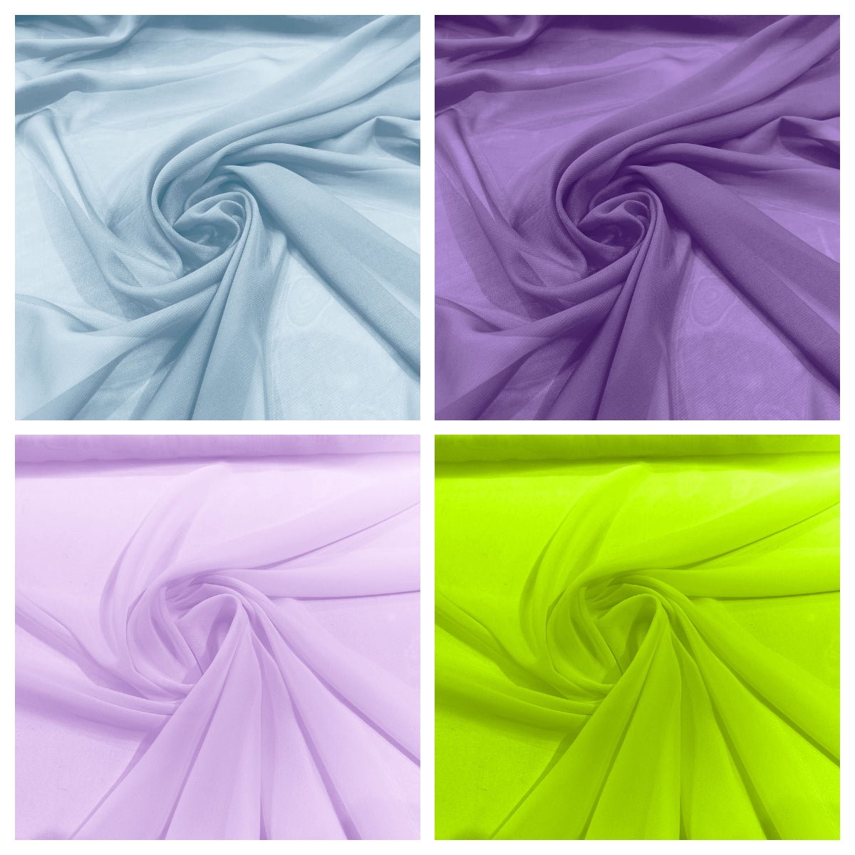 Solid Chiffon Polyester Fabric - Solid Sheer Lightweight, 58/60" Width (1 Yard)