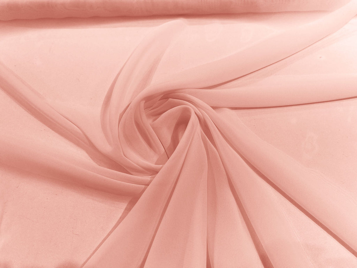Solid Chiffon Polyester Fabric - Solid Sheer Lightweight, 58/60" Width (1 Yard)