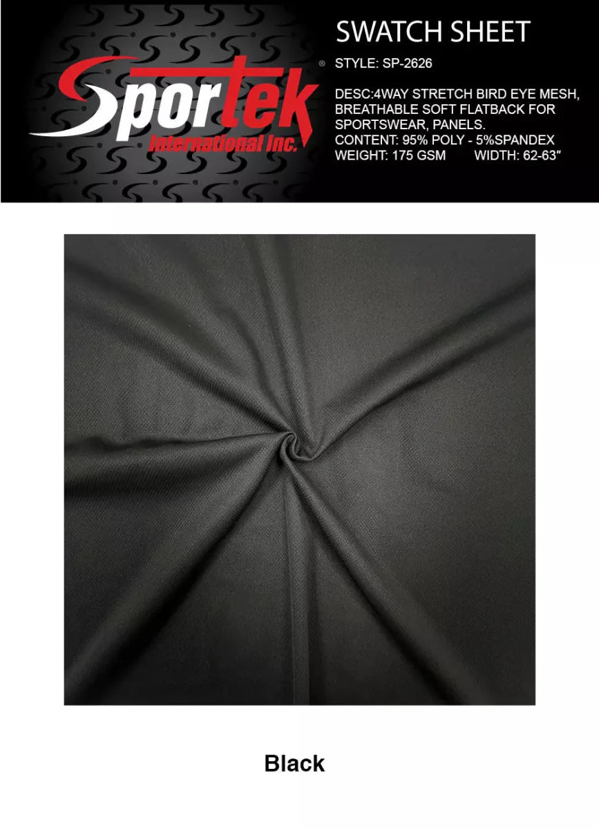 Bird Eye Mesh 4-Way Stretch Black