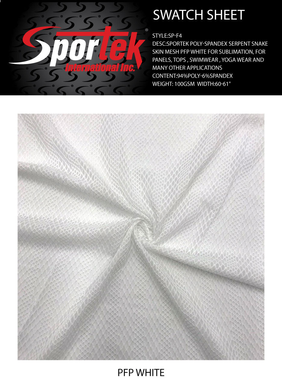 Poly Spandex Mesh Serpent Snake Skin White