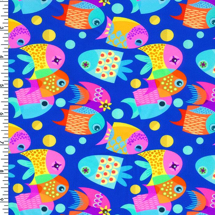 Printed Spandex Happy Fish Nylon 4-Way Stretch