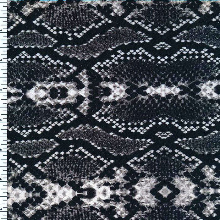 Printed Spandex Grey Black White King Cobra Skin
