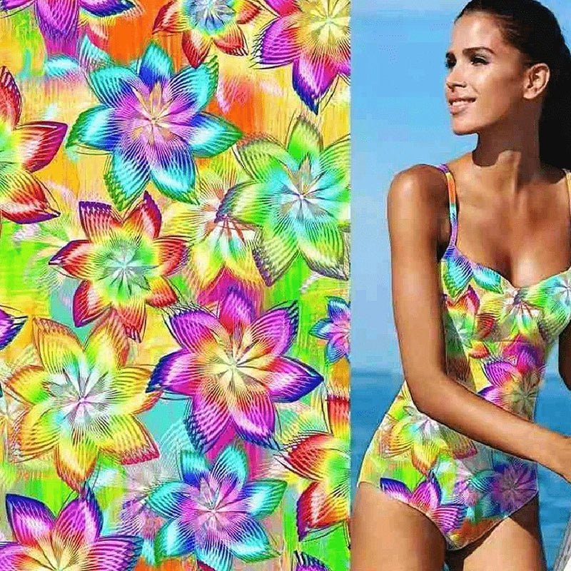 Printed Spandex Rotating Floral Matte