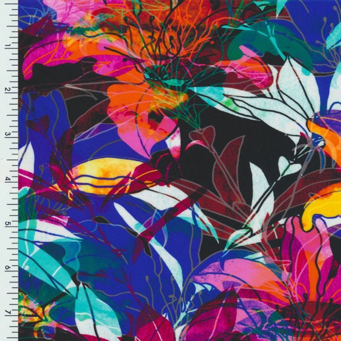 Printed Spandex Abstract Jungle Floral