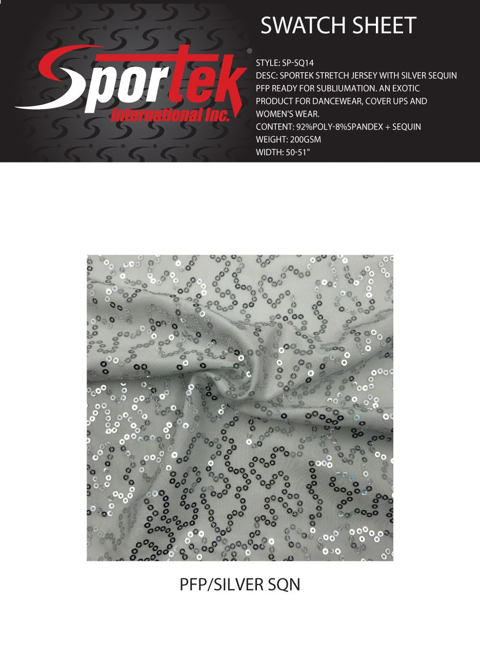 Sequin Stretch Jersey Silver Fabric