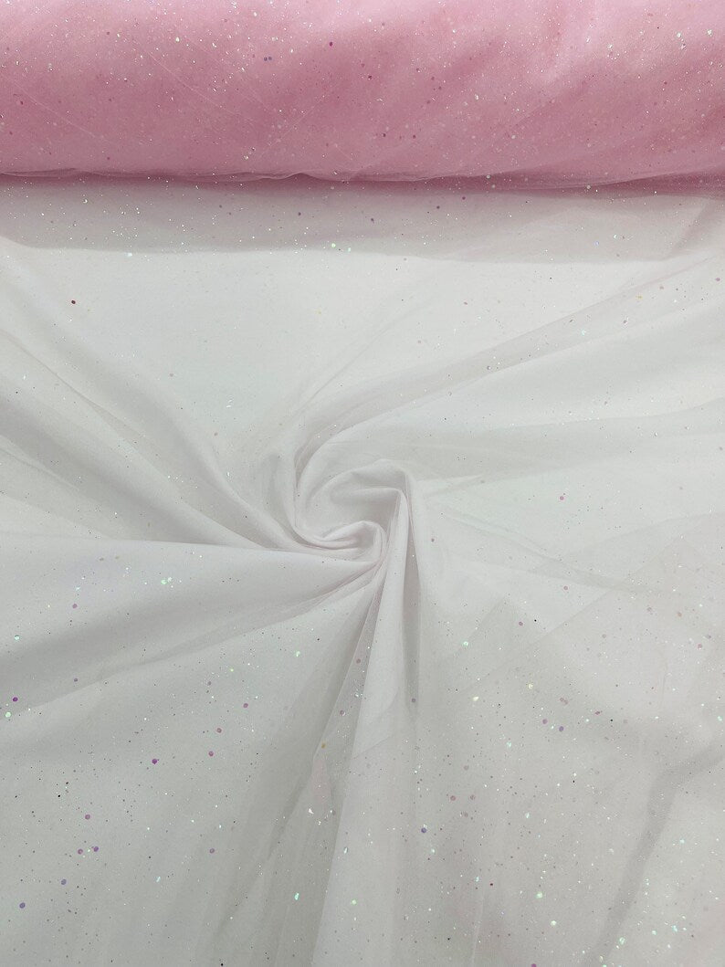 Sparkle Glitter Tulle Mesh Fabric - Iridescent Sparkle, 58" Width (1 Yard)