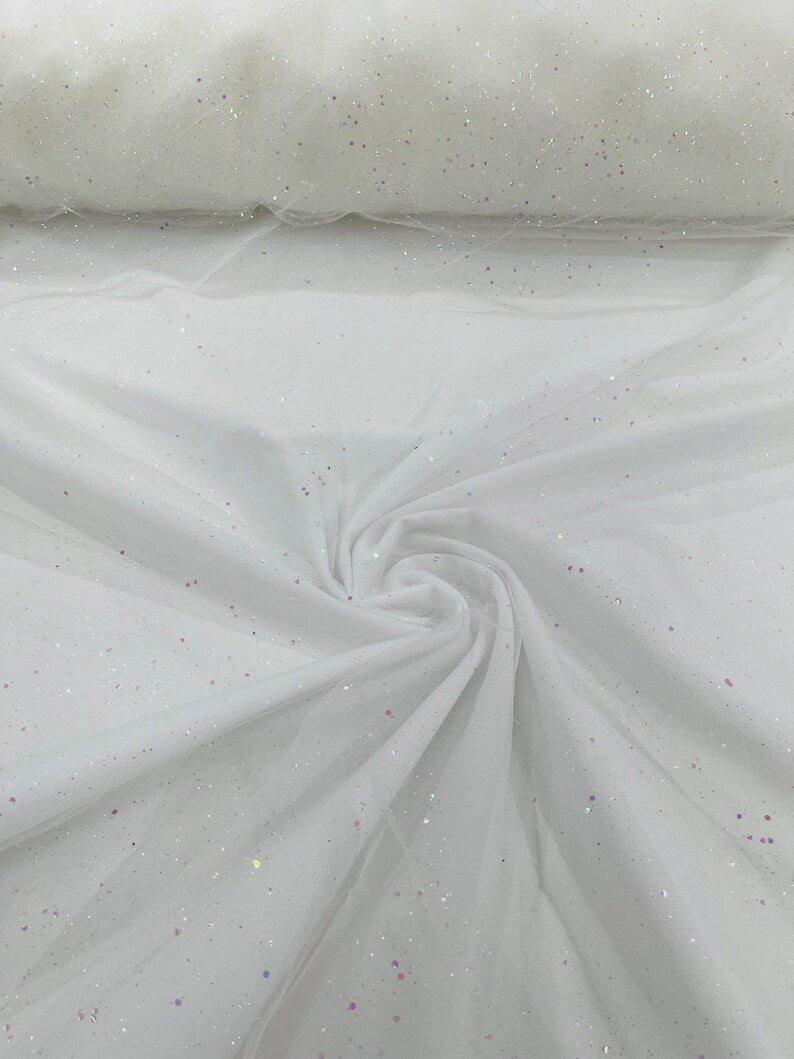 Sparkle Glitter Tulle Mesh Fabric - Iridescent Sparkle, 58" Width (1 Yard)