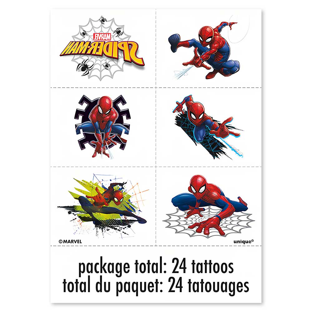 Spider-Man Tattoos 24 Pack
