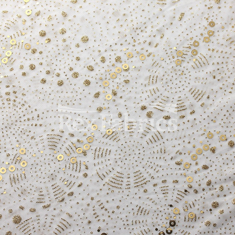 Spiral Foil Mesh Polyester Spandex Fabric - Gold/Black, Gold/White, Red/Black, Silver/Black, Silver/White, Spiral Pattern, 57/58" Width, 120 GSM (1 Yard)