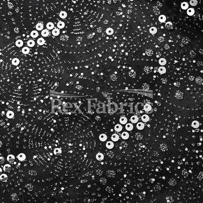 Spiral Foil Mesh Polyester Spandex Fabric - Gold/Black, Gold/White, Red/Black, Silver/Black, Silver/White, Spiral Pattern, 57/58" Width, 120 GSM (1 Yard)