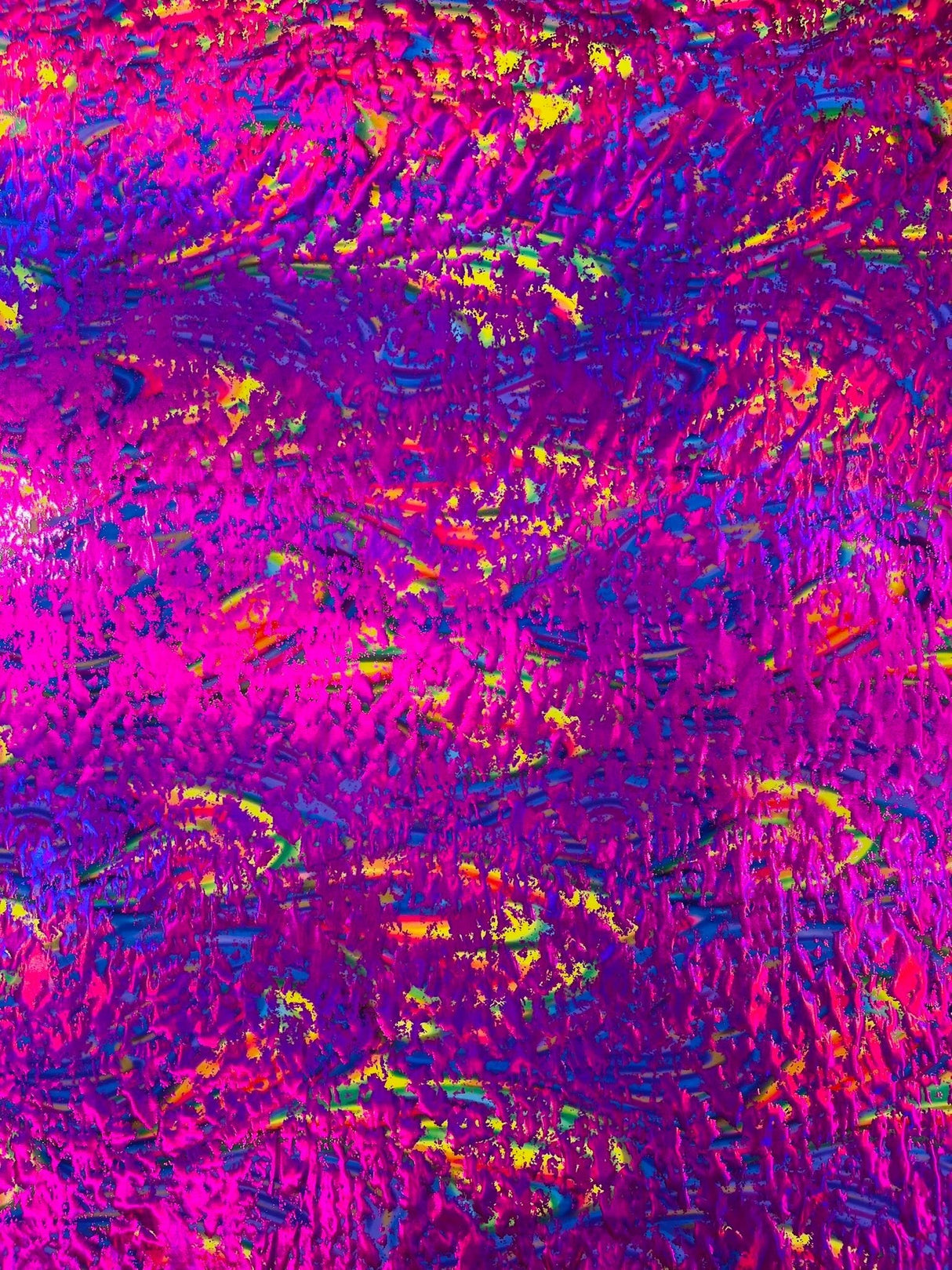 Splatter Foil Paint Metallic Print Nylon Spandex Fabric - Tie Dye, 4-Way Stretch, Fuchsia, Silver, Turquoise, 58-60" Width, 36" Length (1 Yard)