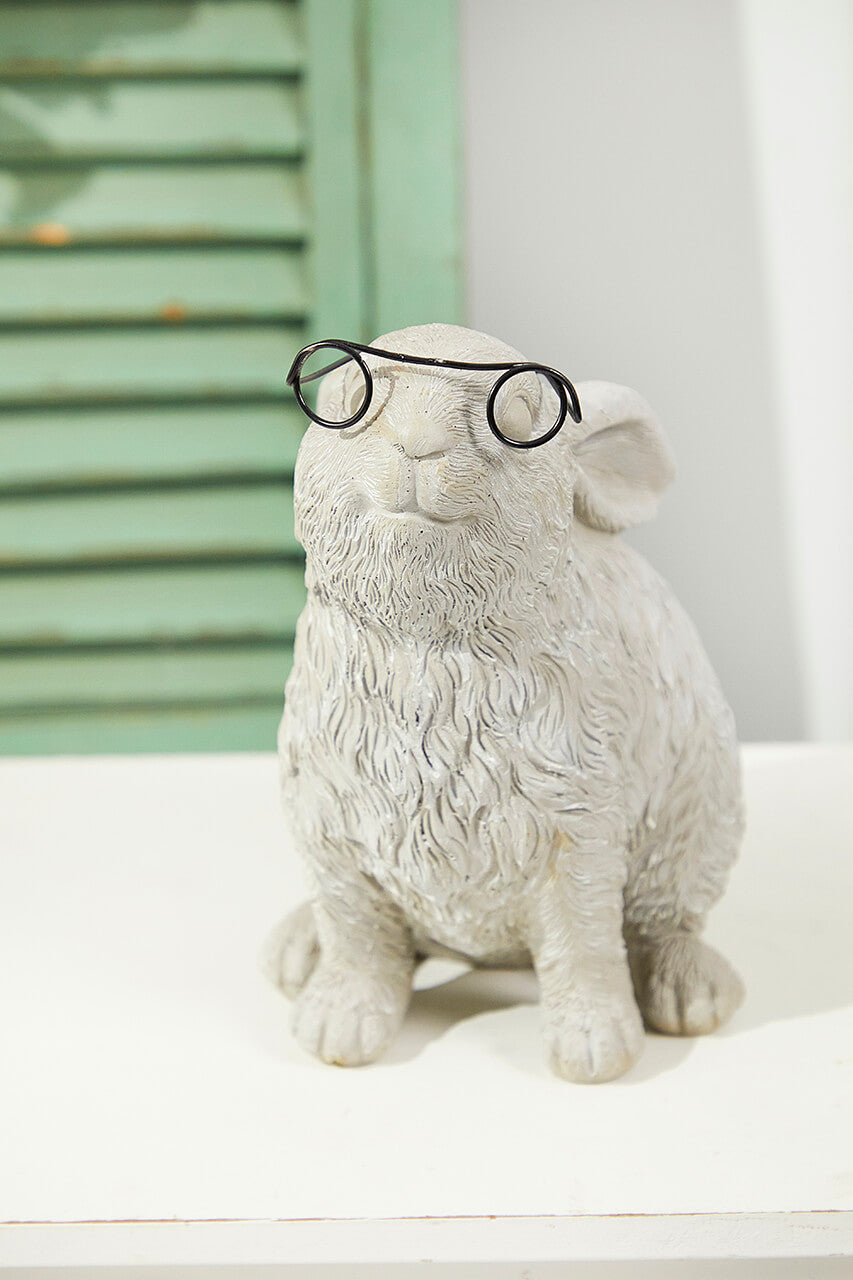 8” Resin Spectacle Bunny Figurine