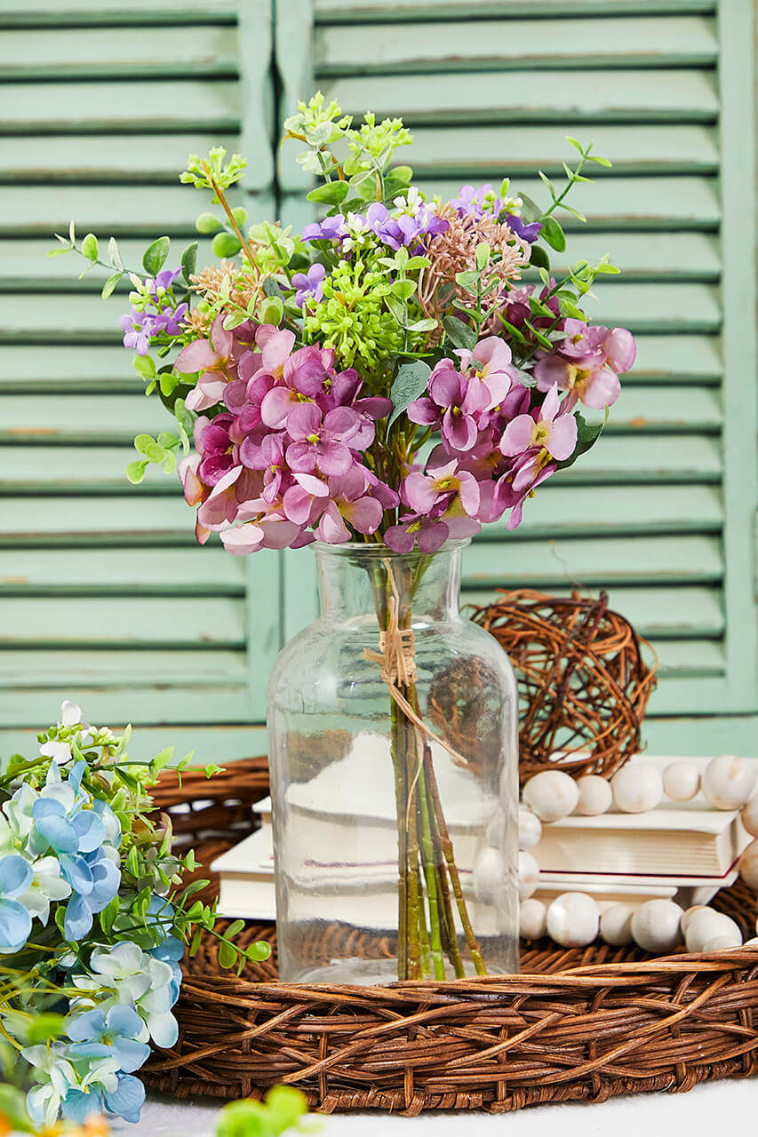 14" Artificial Hydrangea/Berry Bush Spray
