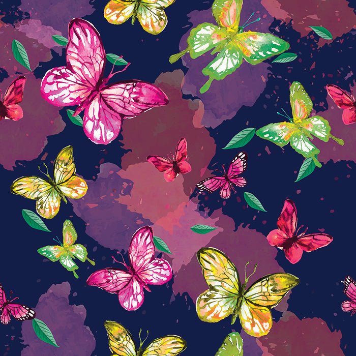 Printed Spandex Watercolor Butterflies