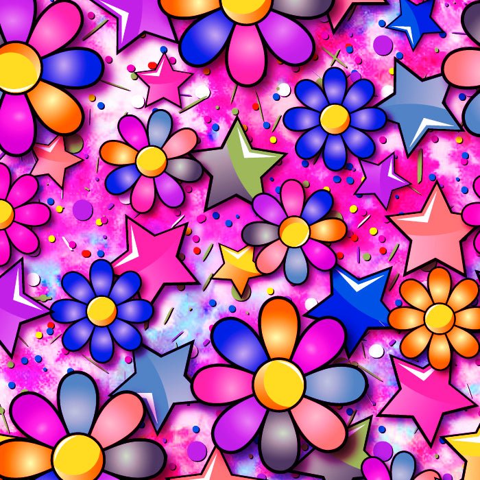 Printed Spandex Flower Stars Fabric