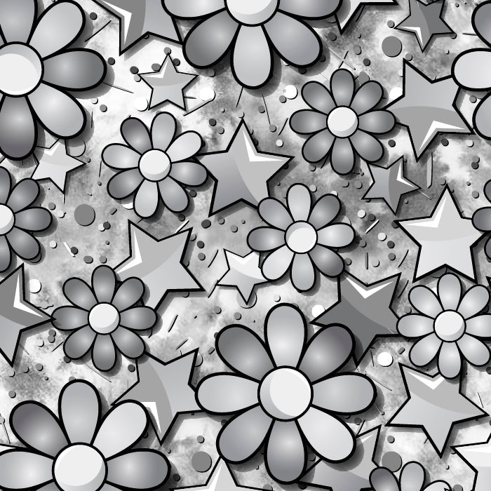 Printed Spandex Flower Stars Fabric