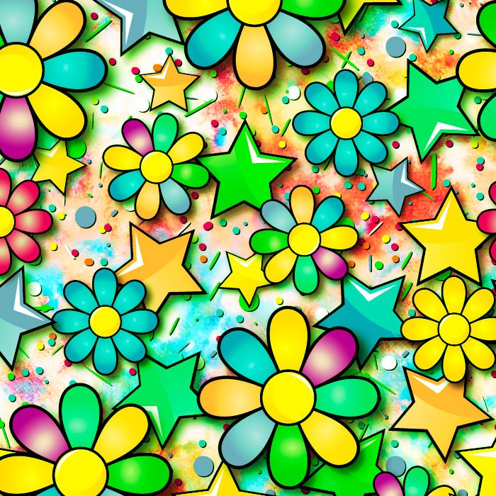 Printed Spandex Flower Stars Fabric