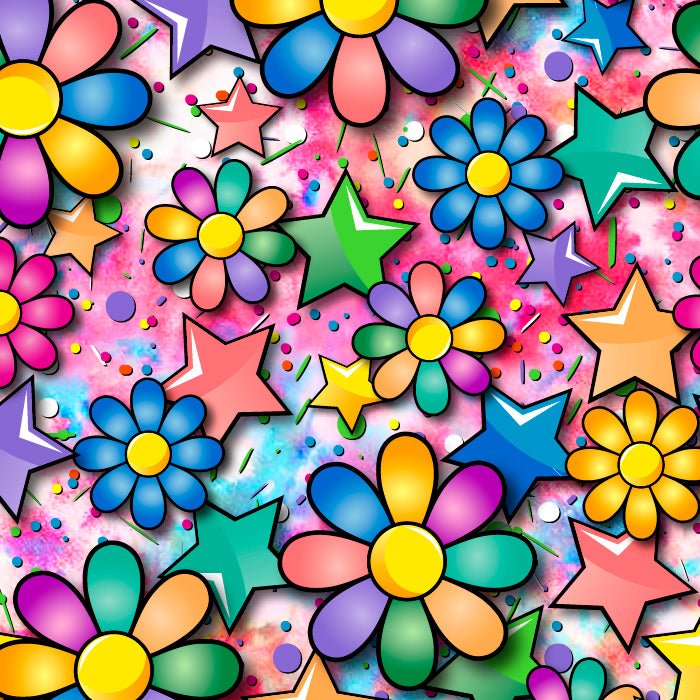 Printed Spandex Flower Stars Fabric