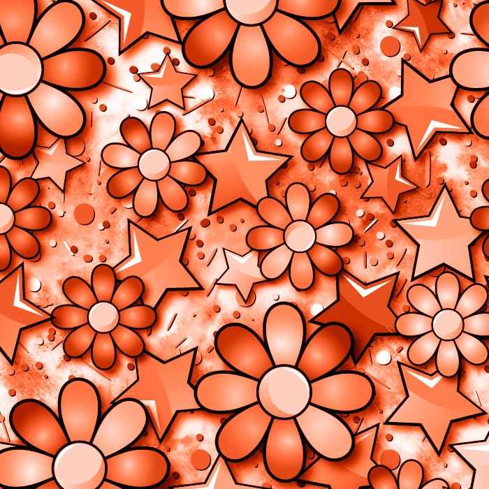 Printed Spandex Flower Stars Fabric