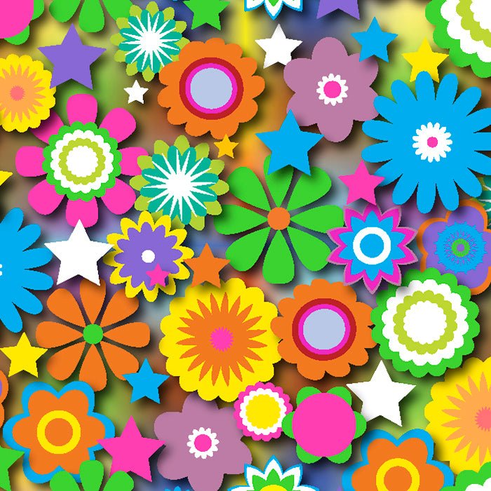 Printed Spandex Flower Stars Floral Star Pattern