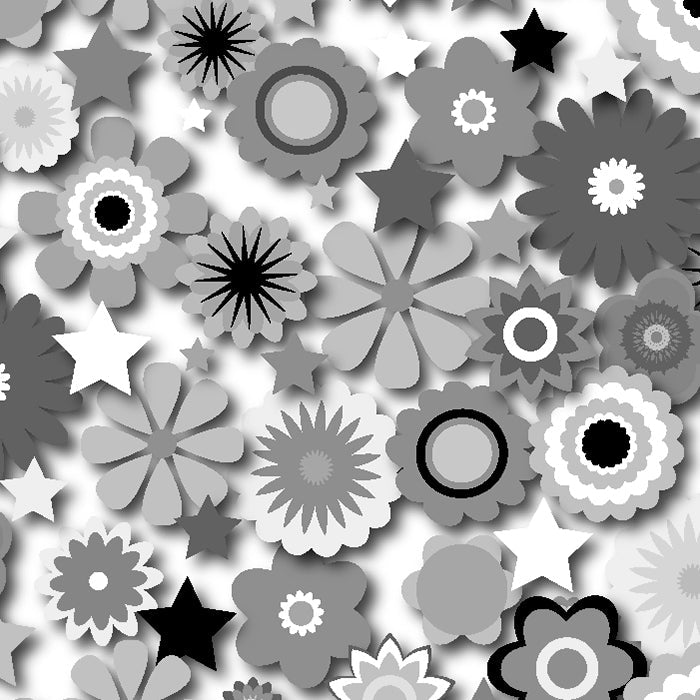 Printed Spandex Flower Stars Floral Star Pattern