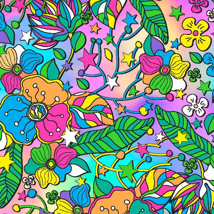 Printed Spandex Flower Stars 4