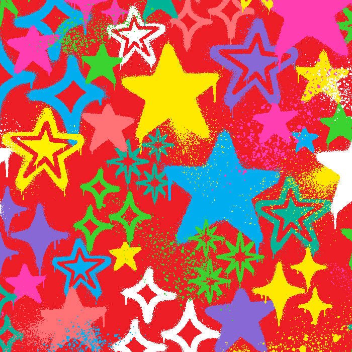 Printed Spandex Graffiti Stars Fabric