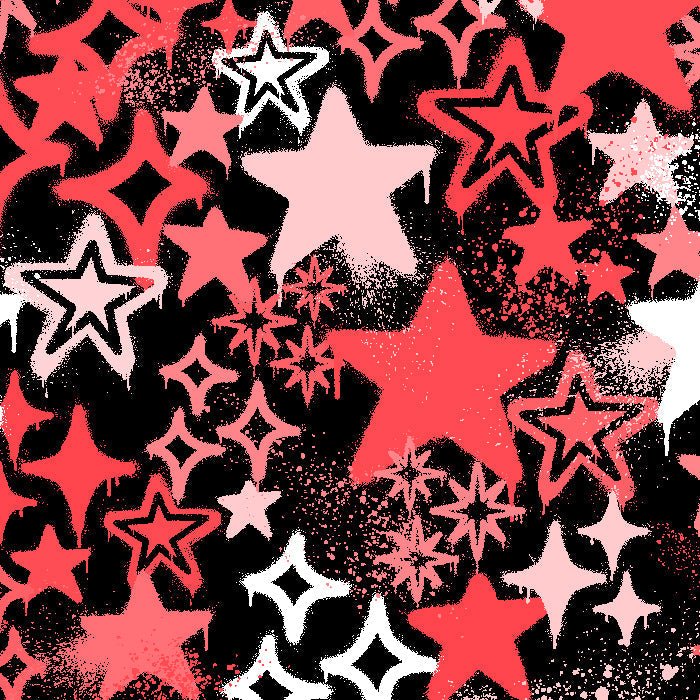 Printed Spandex Graffiti Stars Fabric