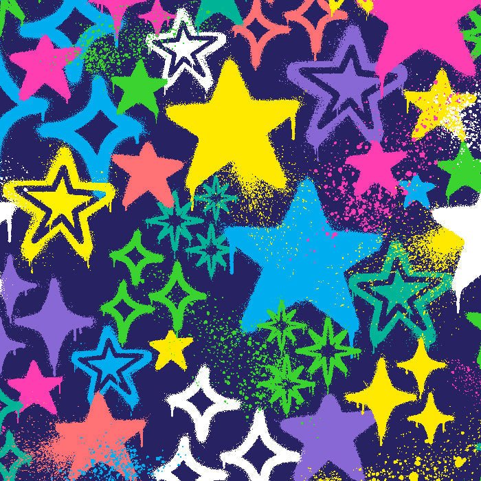Printed Spandex Graffiti Stars Fabric