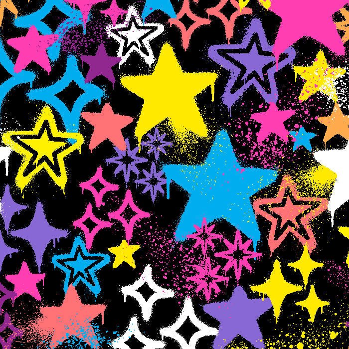 Printed Spandex Graffiti Stars Fabric