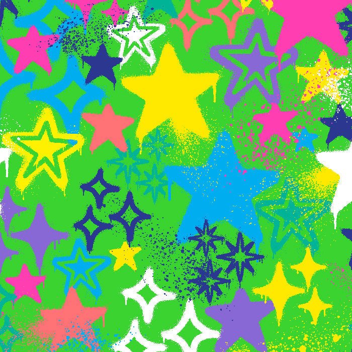 Printed Spandex Graffiti Stars Fabric