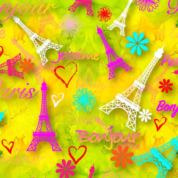 Printed Spandex Eiffel Tower Paris Theme
