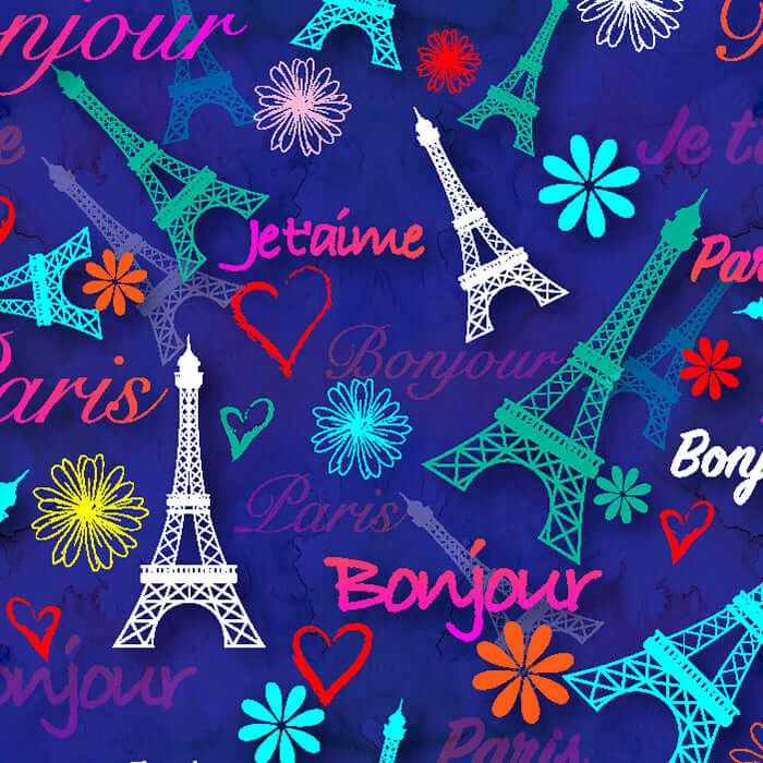 Printed Spandex Eiffel Tower Paris Theme