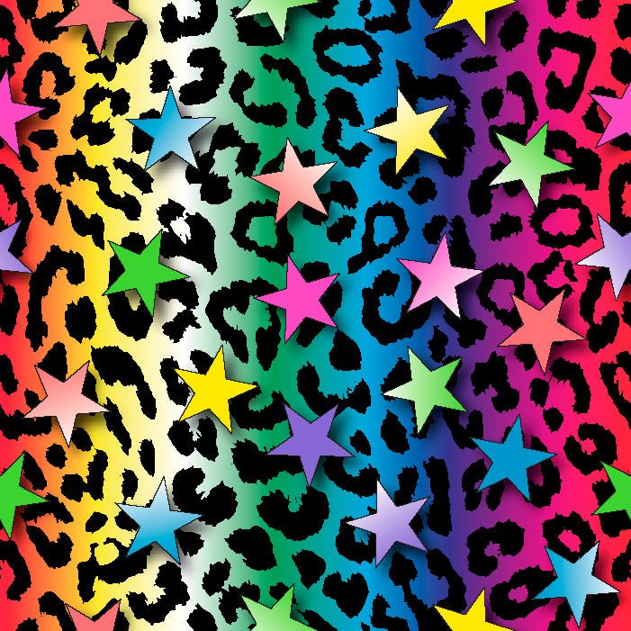 Printed Spandex Rainbow Leopard Fabric