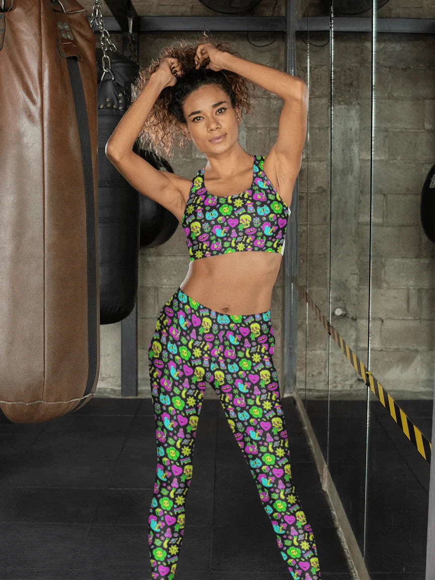Printed Spandex Neon Icons Fabric