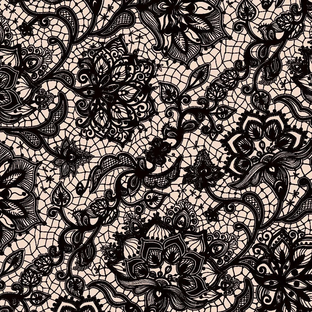 Printed Spandex Lace Flower Brown