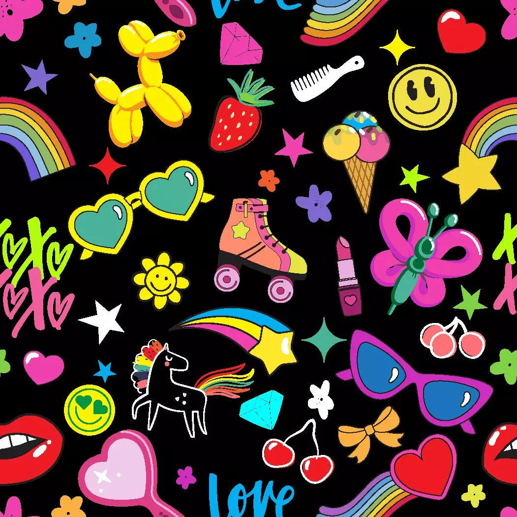 Printed Spandex Fabric XOXO Multicolor