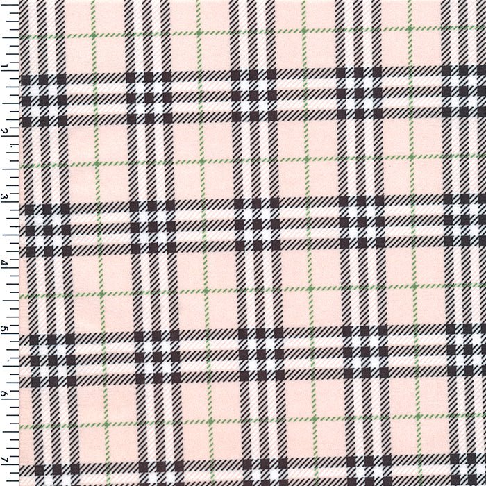 Poly Spandex Tricot Tan Plaid