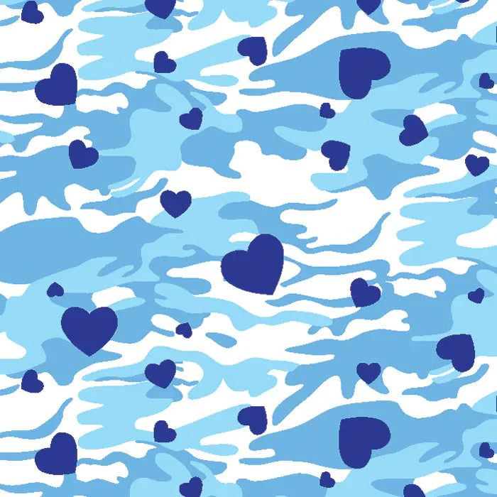 Printed Spandex Camo Hearts Fabric