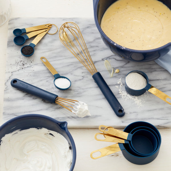 Wilton Navy Blue and Gold Kitchen Utensils Mix and Measure Set, 10-Piece