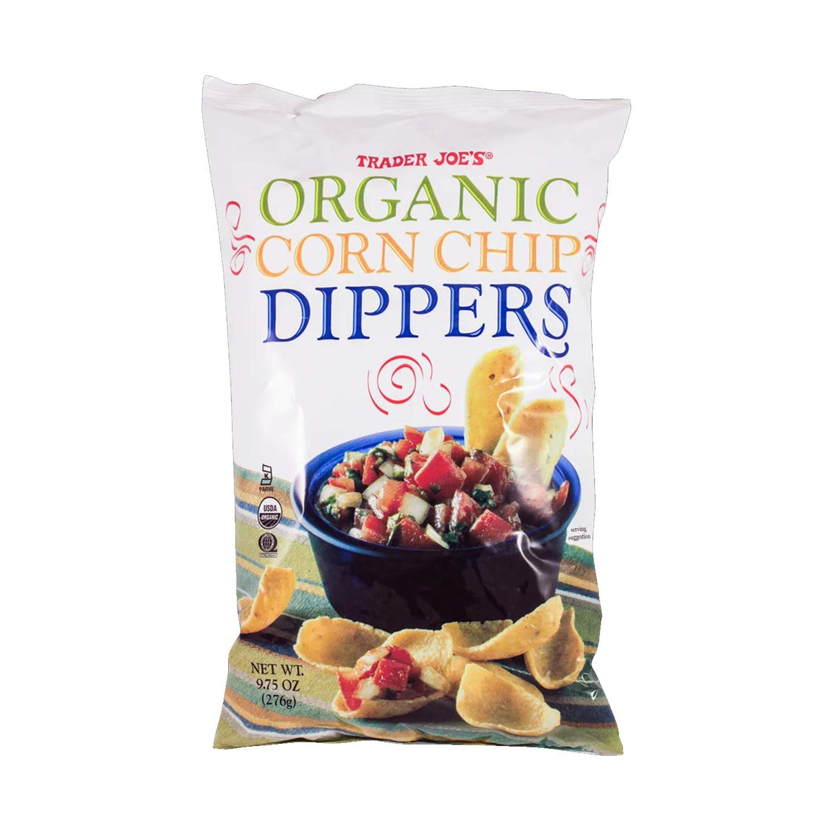Trader Joe's Organic Corn Chip Dippers Flavorful Snack 9.75 Oz