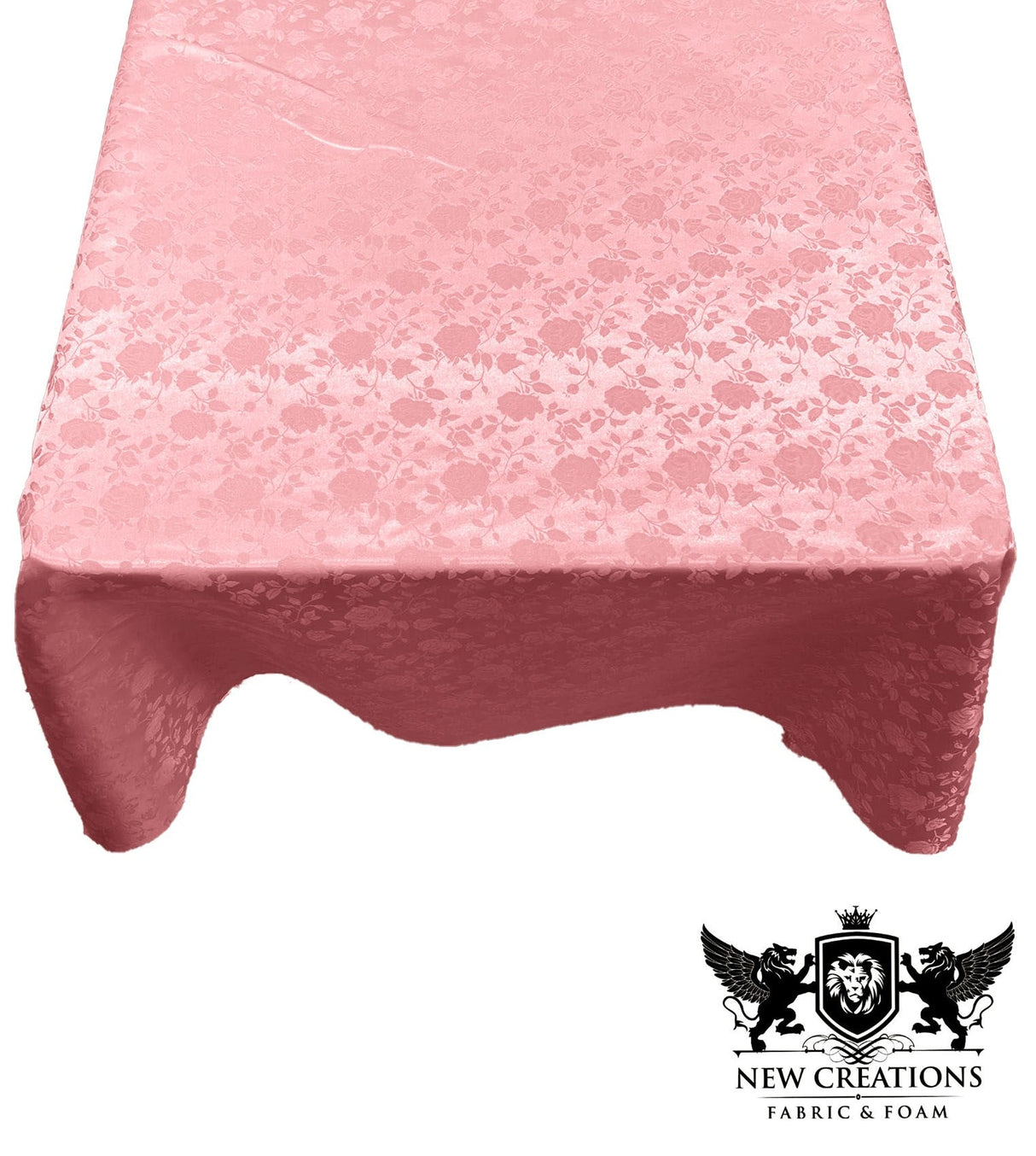 Square Tablecloth Roses Jacquard Satin Fabric - Floral Rose Jacquard, 36" X 36" (1 Piece)