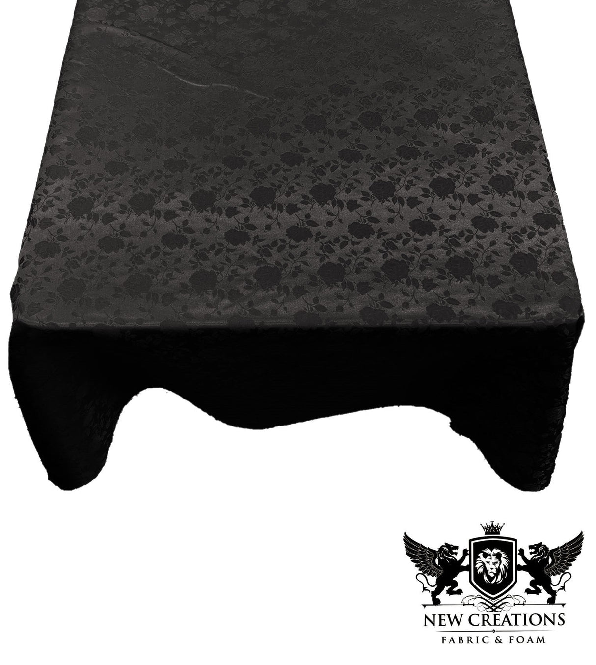Square Tablecloth Roses Jacquard Satin Fabric - Floral Jacquard, 45" X 45" (1 Piece)